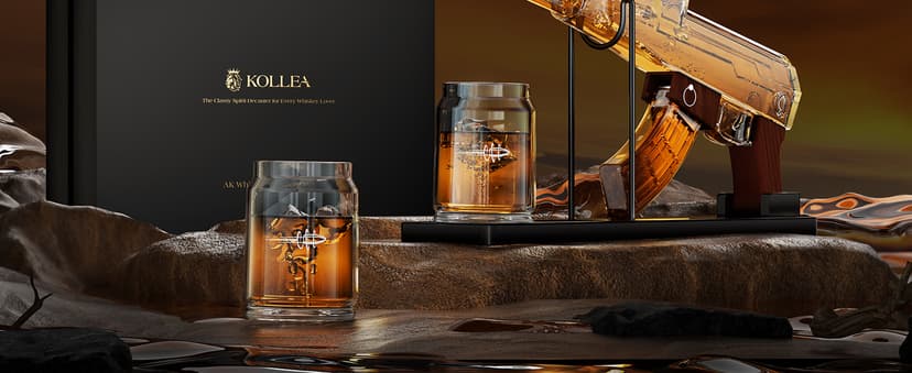 Kollea Birthday Gifts for Men Dad, Whiskey Decanter Sets - Gun Decanter, Detachable Magazine & 2 Bullet Shot Glasses, Liquor Dispenser for Bar, Anniversary Military Present for Brother, Christmas