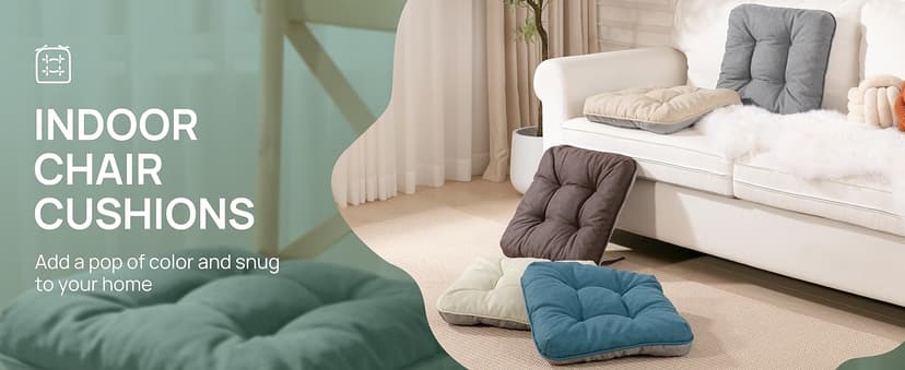 Love's cabin Memory Foam Chair Cushions Set of 4, 15.5"x15.5"x3.5" Indoor & Outdoor Seat Pads for Dining, Kitchen, Office, Patio Chairs - Grey