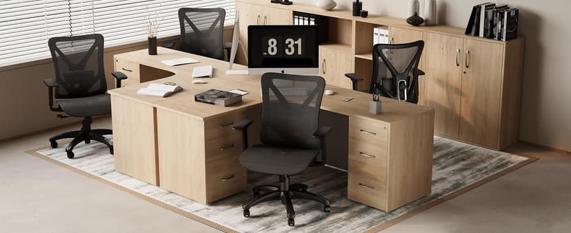 Ergonomic Office Chair, Mesh Computer Desk Chairs with Adjustable Lumbar Support, 3D Armrests, Tilt Function, Comfy Wide Seat, Swivel Executive Work Task Chair for Company and Home