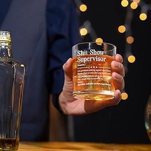 Futtumy Boss Gifts for Men, Shit Show Supervisor Whiskey Glass, Office Boss's Day Gift Christmas Gifts Birthday Thank You Gift for Supervisor Boss Men Coworker Manger, 10 Oz Old Fashioned Glass