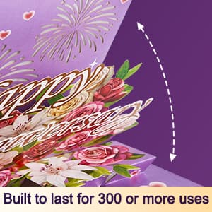 Airpark Anniversary Card with Music & Lights, 3D Pop Up Happy Anniversary Cards for Him Her Husband Wife Couple, Fireworks & Rose Lily Paper Flowers
