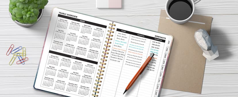 2026 Planner, Aesthetic Weekly and Monthly Planner for Women, Jan 2026 to Dec 2026, Hardcover 2026 Calendar Book with Monthly Tabs, Inner Pocket, Perfect for Office Home School - A5 (6.3" x 8.5"), Sunset