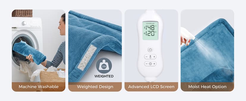 NOWWISH Heating Pad for Neck and Shoulders Pain Relief, 2lb Weighted Electric Heating Pad with 10 Heat Levels and Auto Shut Off, Large Heated Wrap, Birthday Gifts for Women Mom Wife, 17"x23", Purple