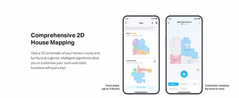 Tapo LiDAR Smart Navigation Robot Vacuum and Mop with Self-Emptying Dock, 5300Pa Max, 97%+ Dust Pickup Rate, Customizable Cleaning, Self-Charging, Compatible with Alexa & Google Home, RV30 Max Plus