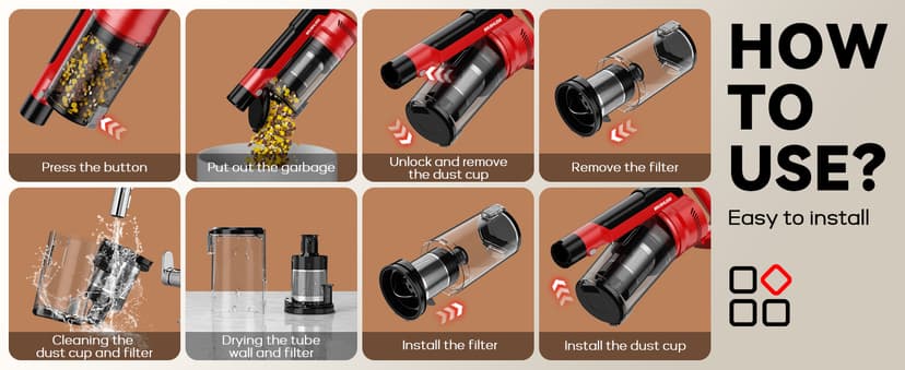 350W Cordless Vacuum Cleaner for Milwaukee M18 Battery, 35kPa Brushless Lightweight Stick Vacuum with 3 Mode Suction, 6 in 1 Stick Vacuum Cleaner with HEPA for Floor, Carpet, Car, Battery Not Included