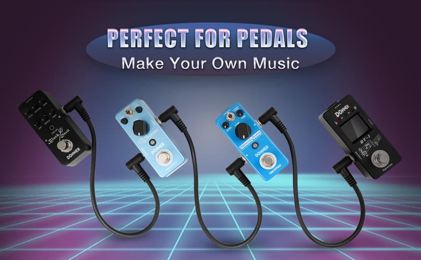 Donner 6 Inch Guitar Patch Cable Guitar Effect Pedal Cables Black 6 Pack