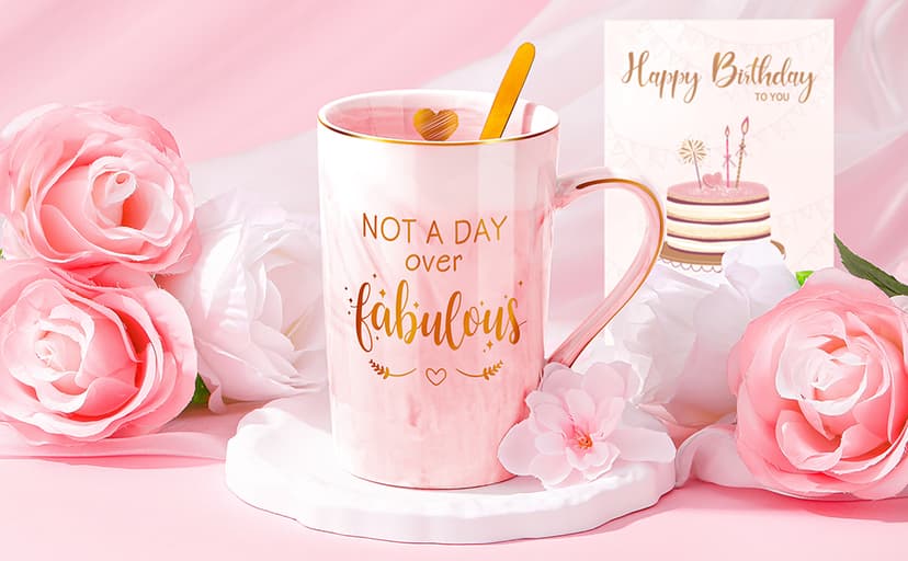 Birthday Gifts for Women Happy Birthday Gift Baskets for Women Unique Not A Day Over Fabulous Mug Gift ideas Pink Gifts Box Set Presents for Her Friends Mom Sister Wife Coworkers Daughter Aunt Mom