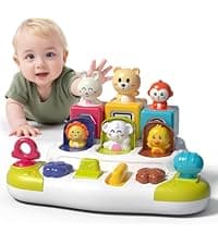 PANITU Baby Activity Cube, Cube Toys for Babies 6-12 Months, Toddler Music Busy Board with 4 Sensory Shape Blocks, 6-in-1 Educational Early Development Toy, Christmas, Birthday Gift for 1 Year Old