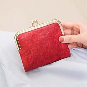 AOXONEL Womens Wallet Small Rfid Ladies Compact Bifold Leather Vintage Coin Purse With Zipper and Kiss Lock