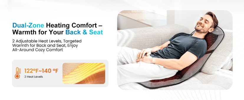 COMFIER Back Massager with Heat,Massage Chair Pad,Massage Seat Cushion with Adjustable Lumbar Support,Back Massage for Pain Relief,Chair Massager for Recliner,Father‘s Day Gift for Dad