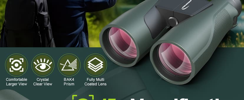 Aurosports 15x56 High Powered Binoculars for Adults - HD Large View Binos with Clear Low Light Vision - Non-Reflective Shell for Bird Watching, Hunting, Wildlife, Cruise, Travel - Gift for Men