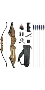 Black Hunter Takedown Recurve Bow, 60" Right Handed & Left Handed Archery Recurve Bows with Ergonomic Design for Adults Beginners to Advanced Outdoor Practice & Hunting (25-60 lbs)