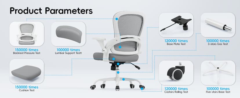 TRALT Ergonomic Office Chair - Comfy Desk Chair with Back Support, Home Office Desk Chairs, Computer Chair, 330lbs Wide Seat Big and Tall Office Chair for Executives (Grey)