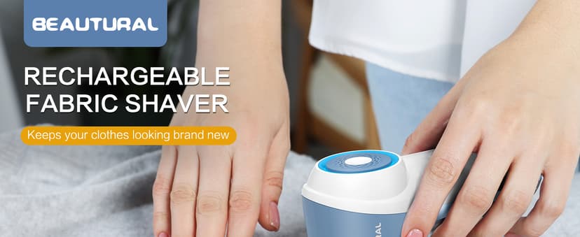 BEAUTURAL Fabric Shaver, Rechargeable Lint Remover for Clothes, Electric Lint Shaver with 6-Leaf Blades, Sweater Shavers to Fuzz, Lint Balls, Pillings, Bobbles for Clothes and Furniture