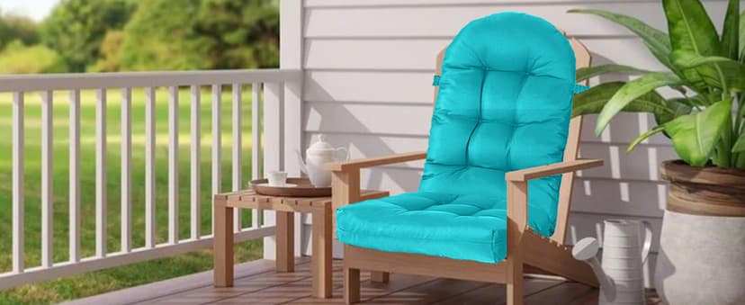 Yddsky Adirondack Chair Cushion, Rocking Cushions 44x19.4x4 inch, High Back Patio Recliner Cushion of Upper and Lower with Ties, Sunscreen and Fade-Resistant Turquoise,2
