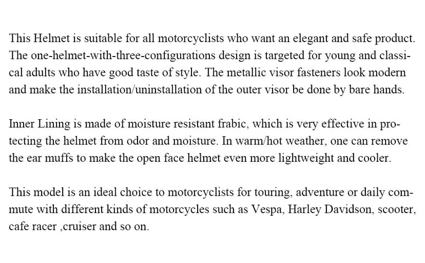 Dual Visor 3/4 Open Face Motorcycle Helmet for Men & Women, DOT Approved Unisex Retro Half Helmet,Motorbike Casco for Moped Cruiser Bobber and Chopper