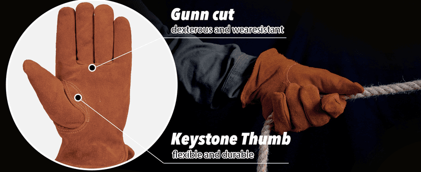 DLY Winter Work Gloves, Water-Resistant, Insulated, Puncture and Abrasion Resistant, Cowhide Durable gloves Warm Thick