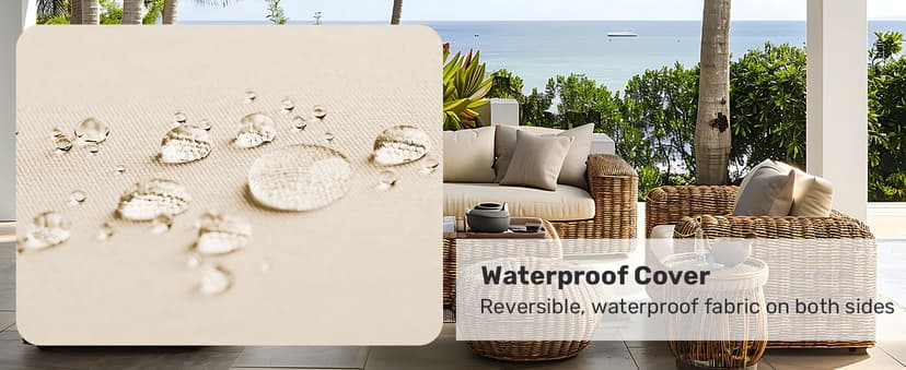 UNIKOME Outdoor Chair Cushions Pack of 4, Water Resistant Patio Cushions with Ties, High Density Sponge Filling Square Corner Seat Cushions for Outdoor Furniture, 18.5"*16"*3", Beige