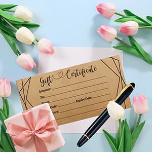ceiba tree Kraft Blank Gift Certificates for Business 30 Pcs Black Foil Certificate Cards with Envelopes for Salon Restaurants Spa Birthday