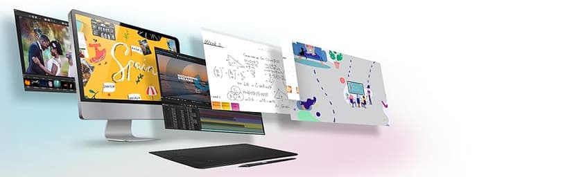 Wacom Intuos Medium Bluetooth Graphics Drawing Tablet, Portable for Teachers, Students and Creators, 4 Customizable ExpressKeys, Compatible with Chromebook Mac OS Android and Windows - Black