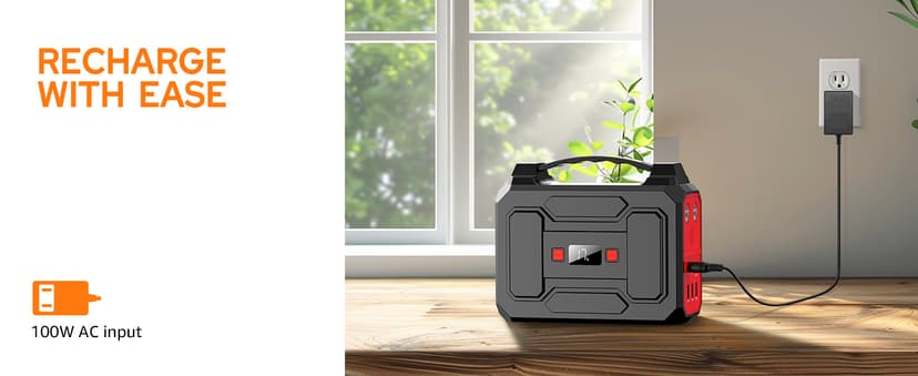 Solar Powered Generator 200W Peak/100W Rated, Portable Solar Generator Power Station with Solar Panels 40W Included, 146Wh Solar Power Bank with AC Outlet 110V for Home Use Camping Outdoor Adventure