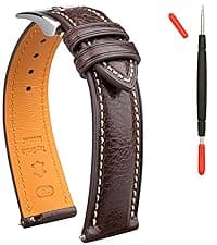 Gomvadr Italian Leather Watch Band Tuscany Natural Vegetable-Tanned Top Grain Genuine Leather Strap,18mm 19mm 20mm 21mm 22mm XL XXL Quick Release Replacement Watch Bands for Men and Women Thick and Soft