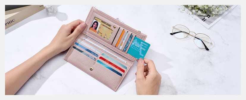 Tipmile Slim Wallet for Women, RFID Blocking Credit Card Holder, Ladies Bifold Wallet with Zipper, Black