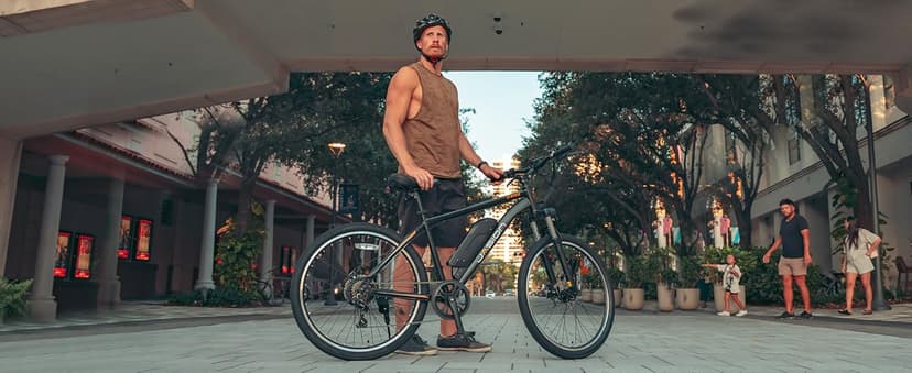 Jasion EB5 Electric Bike for Adults with Peak 1000W Brushless Motor, 40Miles 20MPH Commuting Electric Mountain Bike with 360Wh Removable Battery, 7-Speed, 26" Tires and Front Fork Suspension