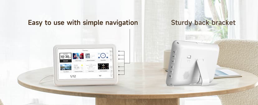 Raynic Date Clock, Digital Clock with 12 Themes, 20 Alarms, 20 Reminders, Semi-Automatic Dimming, 12/24 Hours, Auto DST for Desktop, Office, Students