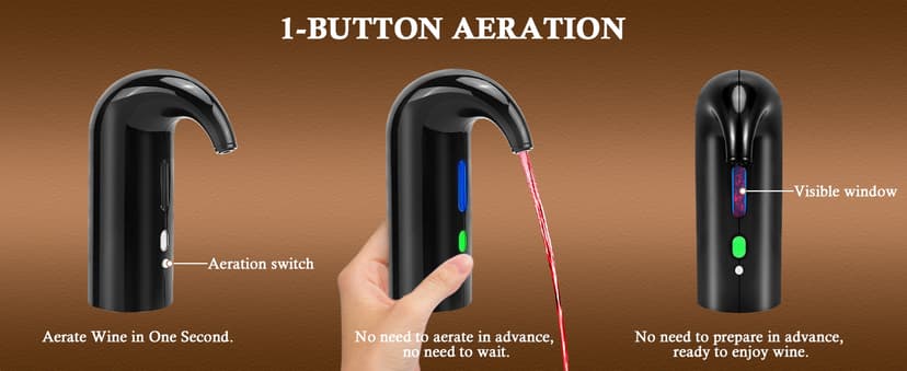 Electric Wine Aerator,Wine dispenser,Aeration and Decanter Wine Pourer,Red White Wine Accessories,Wine Gifts -Black
