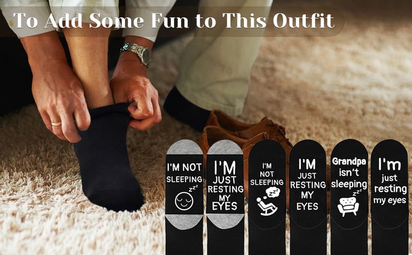 Dealswin Birthday Gifts for Men Dad Fathers Him Husband, I'm Not Sleeping I'm Just Resting My Eyes Socks