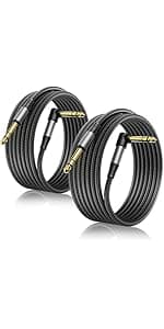 Aqdocvf Guitar Cable, Guitar Cord 10ft, AMP Cord for Bass & Electric Guitars/Keyboard/Mandolin, Pro Audio Instrument Cable (Right Angle to Straight, Black)