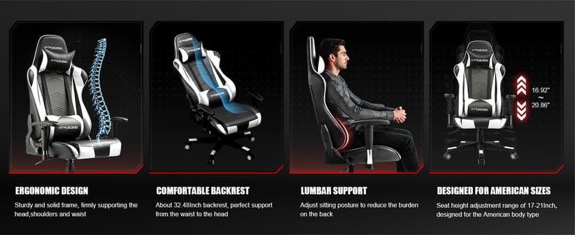 GTRACING Gaming Chair Racing Office Computer Ergonomic Video Game Chair Backrest and Seat Height Adjustable Swivel Recliner with Headrest and Lumbar Pillow Esports Chair (White)
