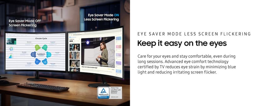 Samsung 27" Essential S3 (S36GD) Curved Monitor - FHD, 1800R Curved Screen, 100Hz, Eye Saver Mode, Game Mode, HDMI D-sub, LS27D36CGANXZA