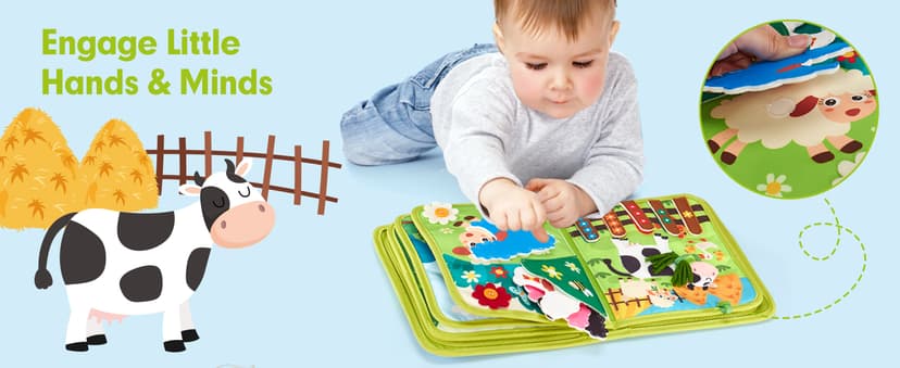 1 Year Old Boy Gifts Educational Quiet Activity Books 10 Pages, Toddler Christmas Stocking Stuffers One Year Old Travel Toys hahaland Busy Book for Toddlers 1-3 - Montessori Toys 1 Year Old Busy Board B0CR3FQ58C
