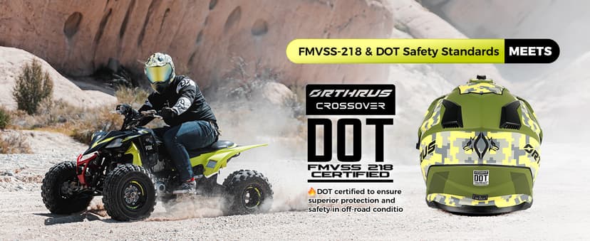 Orthrus Dual Sport Adventure Motorcycle Helmet DOT Certified for Adults, UV Protected Dual Visor & Intercom Slot, ATV UTV Dirt Bike Snowmobile Off Road Helmets