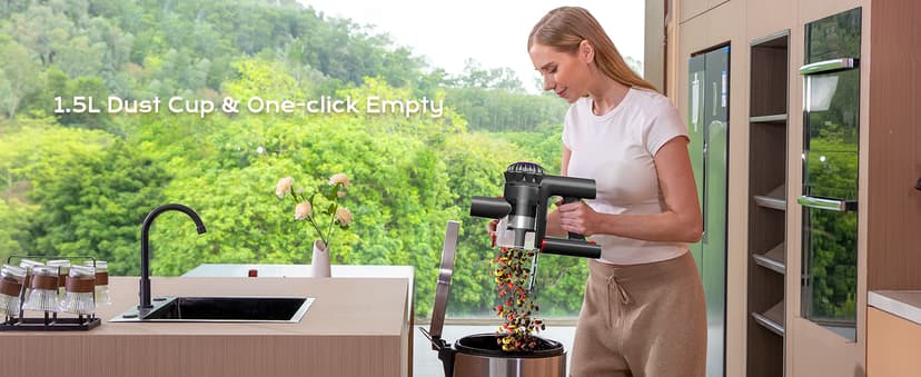 Cordless Vacuum Cleaner, 450W 40KPA Vacuum Cleaners for Home, 45Mins Lightweight Stick Vacuum with Advanced Green Light Tech, Rechargeable Battery Vacuum for Carpet,Pet Hair,Hardwood Floor