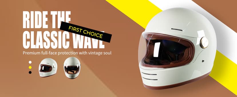 Retro Motorcycle Helmet for Adults?Vintage Full Face Helmet with Ventilation System, Waterproof Design for Motorcycle Riding