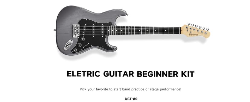 DONNER DST-80 Electric Guitar 39” Beginner Electric Guitar Kit with Amp, Classic SSS Pickup Complete with Gig Bag, Tuner, Capo, Strap, Picks, and Free Online Lessons