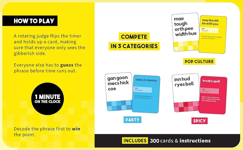 WHAT DO YOU MEME? Incohearent, The Guess The Gibberish Party Game by Relatable, A Funny Card Game for Adults, Great for Game Night Games, Includes 400 Cards, Instructions, and 1 Sand Timer