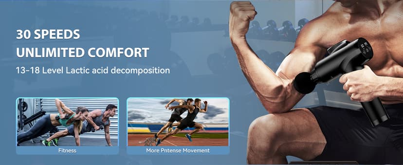 Massage Gun Deep Tissue, Handheld Electric Muscle Massager, High Intensity Percussion Massage Device for Pain Relief with 9 Attachments & 30 Speed(Black)