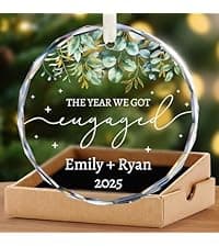 First Christmas Married Ornament, Personalized Wedding Gifts for Couple, Mr and Mrs Gift, Bridal Shower Gifts, Just Married for Newlywed Couples, Bride, Crystal Glass Wedding Christmas Ornaments 2025