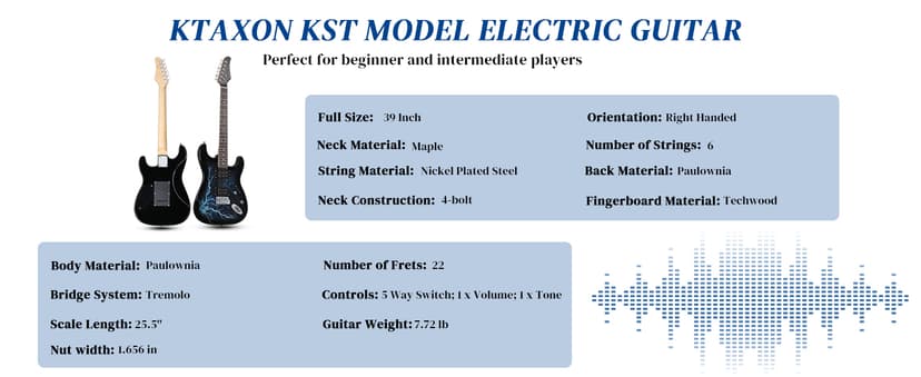Ktaxon 39 Inch Electric Guitar, Full Size Solid Body H-H Pickups 6 Strings Beginner Guitar Kit With Gig Bag, Strap, Tremolo Arm, Cable & Picks (Black Back)