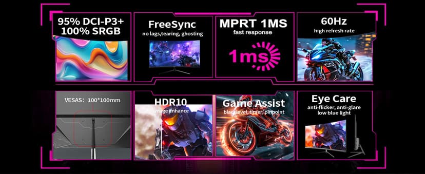 ZZA 32 Inch Curved Monitor 4K, 60HZ UHD (3840 * 2160P) 3000R VA Panel, Gaming Monitor with AMD Freesync, 100% sRGB HDR10 Wall Mountable (HDMI 2.0/DP 1.4 * 2)