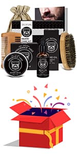 MALE GOD Beard Kit w/Beard Oil, Balm, Brush, Comb - Nourish & Soften Beard, Natural Shea Butter, Suitable for All Skin, Anniversary & Birthday Gifts for Men Him Husband Boyfriend Dad Friends