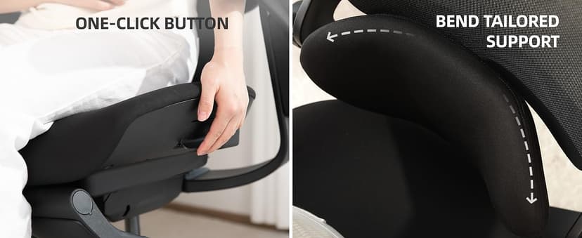 CabLady S2 Petite Office Chair for Women & Small Frames - 330lb Capacity, 4D Adjustable Lumbar/Headrest, Flip-Up Arms & Footrest, Ergonomic Desk Chair