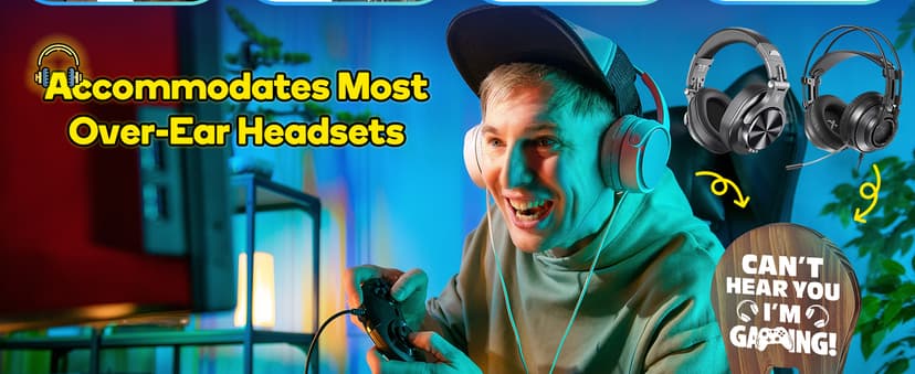 Slothoem-Gamer Gifts for Men Teenage Boy, Gamer Room Decor for Brother, Gaming Gifts for Son, Boyfriend, Husband, Gamer Room Accessories Stuff, Wooden Headset Stand - Can't Hear You I'm Gaming