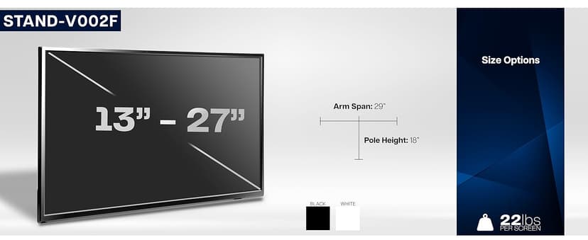 VIVO STAND-V002F Dual LED LCD Monitor Free-Standing Desk Stand for 2 Screens up to 27 Inch Heavy-Duty Fully Adjustable Arms with Max VESA 100x100mm