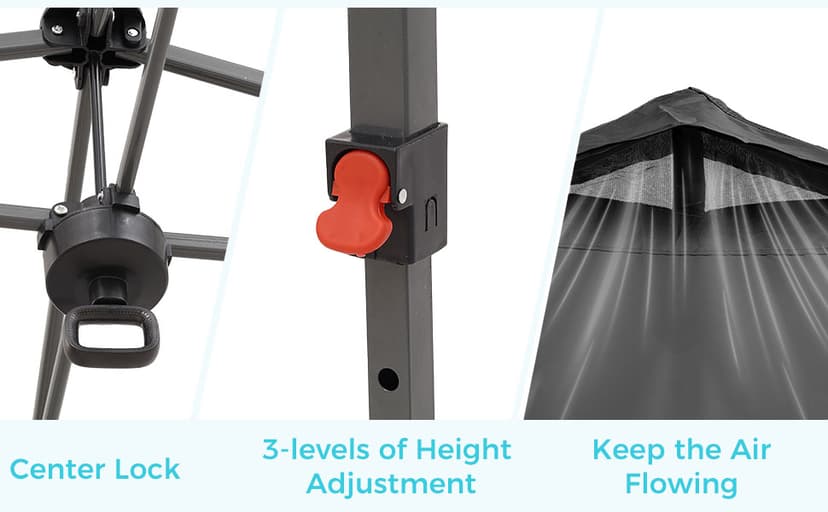 GDY 10x10 Pop Up Canopy Tent with 4 Sidewalls, Easy Set up with One Push Lift Outdoor Silver Coated Beach Gazebos, Carpas with 4 Sandbags, for Events, Parties,Camping, Black.
