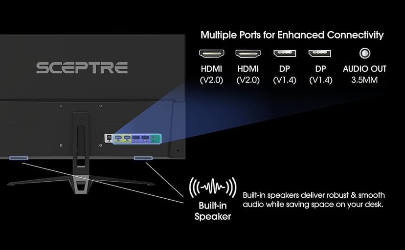 Sceptre New IPS 24-inch Gaming Monitor 180+Hz DP x2 HDMI x2 1ms 100% sRGB Build-in Speakers Machine Black 2026 (E248B-FPT168 Series)